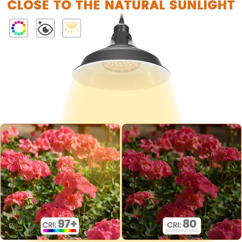 MYSWEETY Hanging Grow Light, Full Spectrum Hanging Plant Lights for Indoor, Vintage Decorative Grow Lights with 16.4FT Power Cord, Plug in Pendant Light with Adjustable Pulley for Plants, Flowers (1) - Image 5